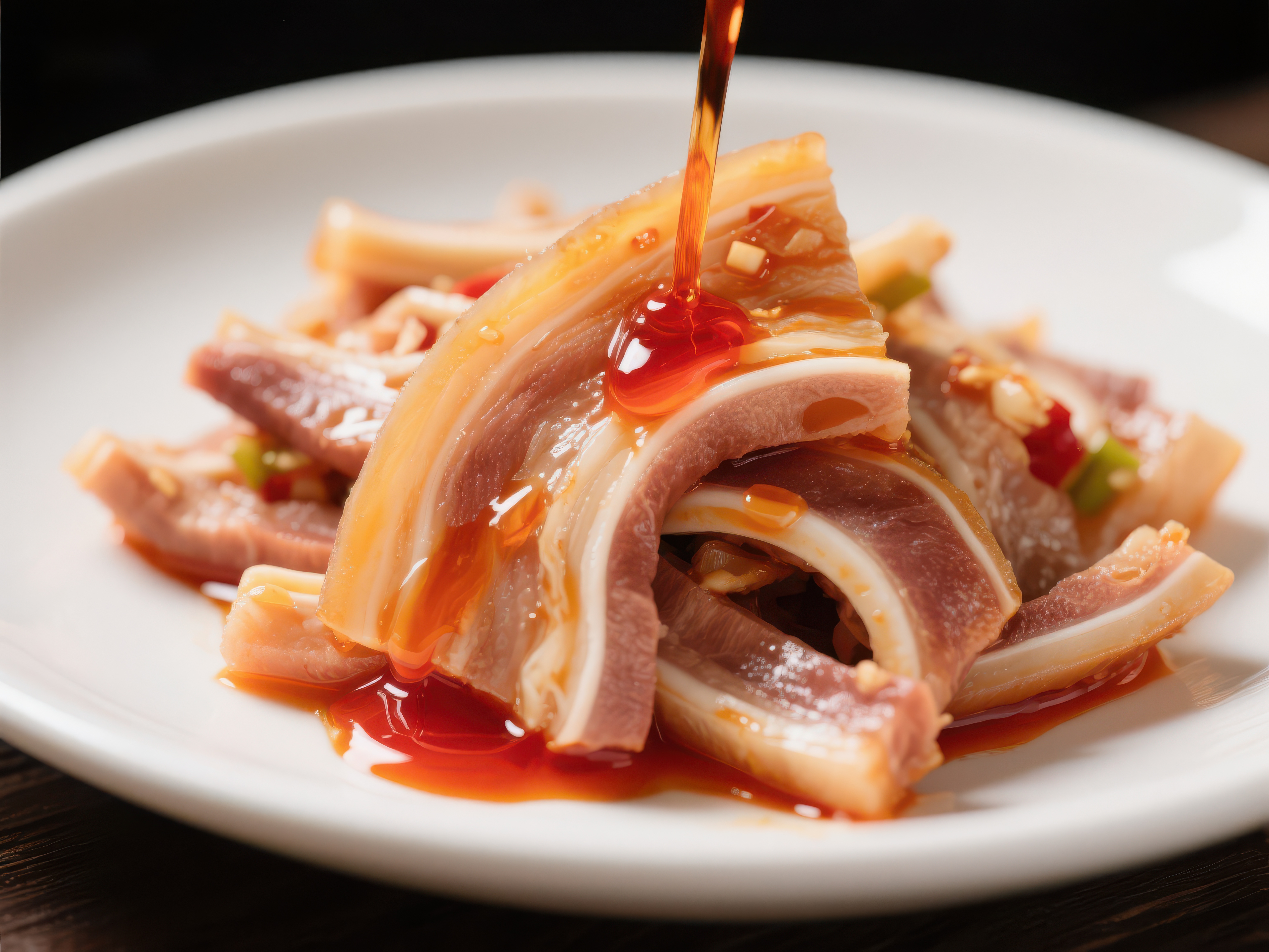 酱汁淋洒的美味肉片素材