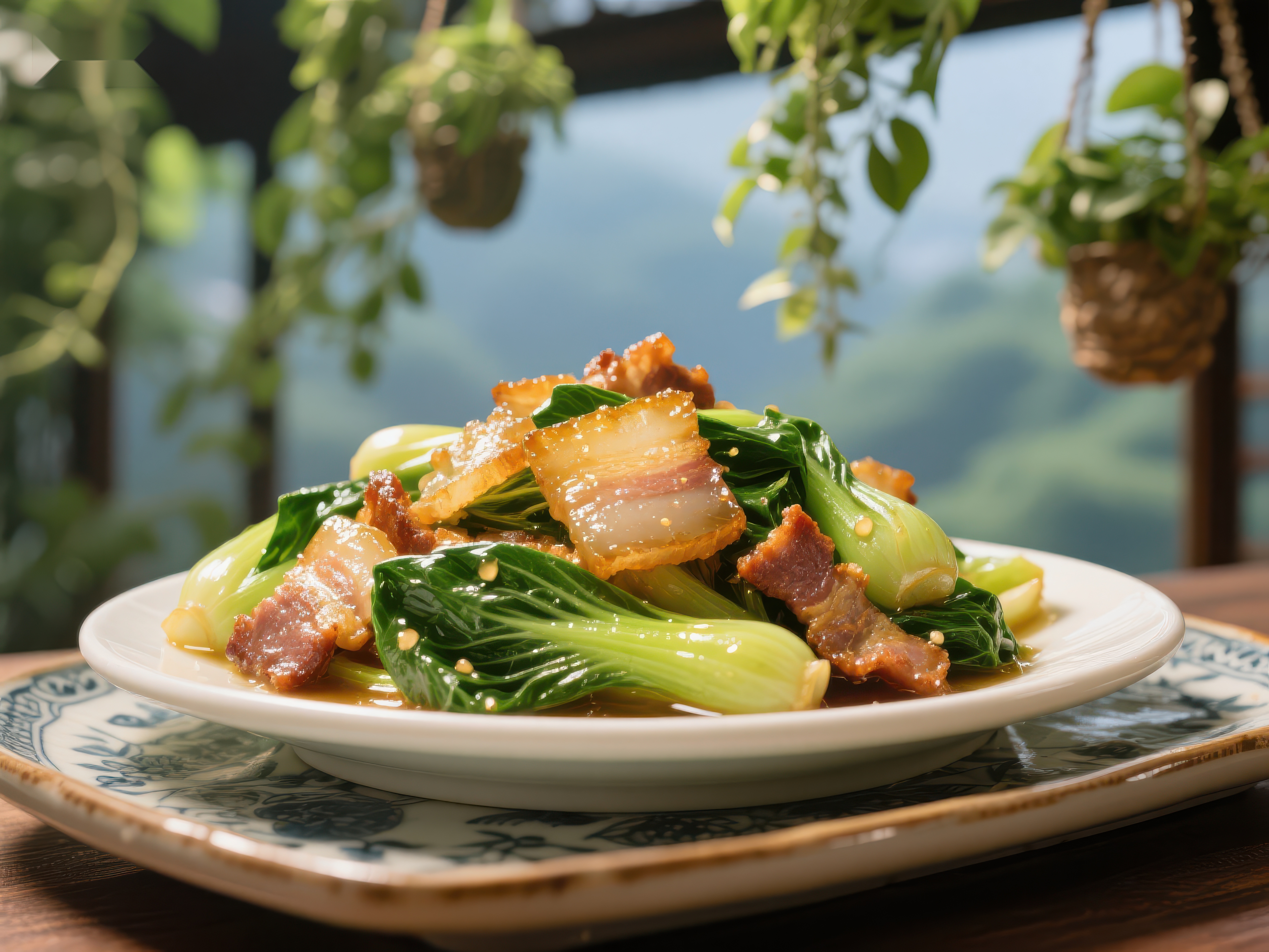 腊肉炒青菜美味家常菜素材