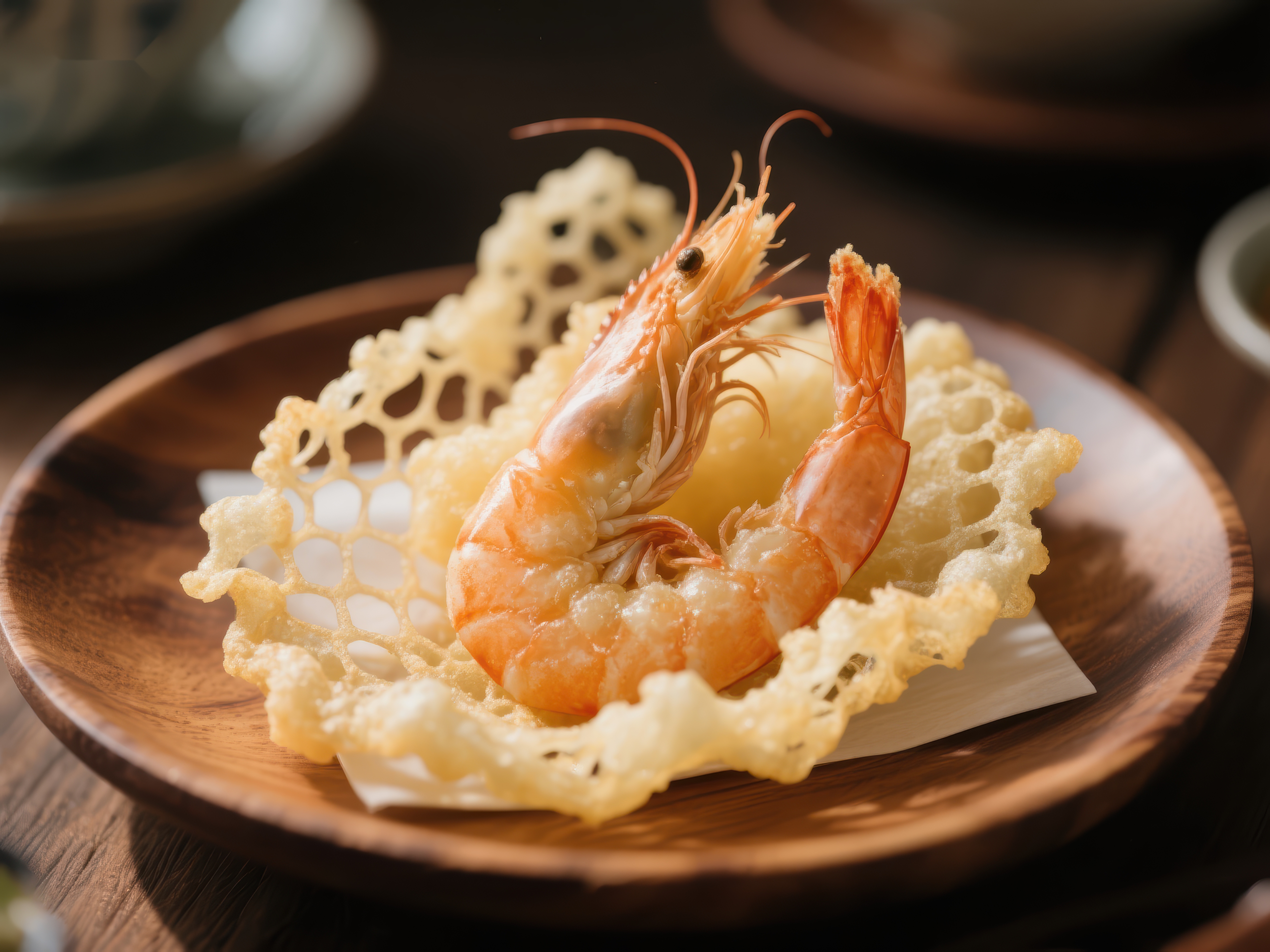 金丝虾球精致美食的艺术呈现素材