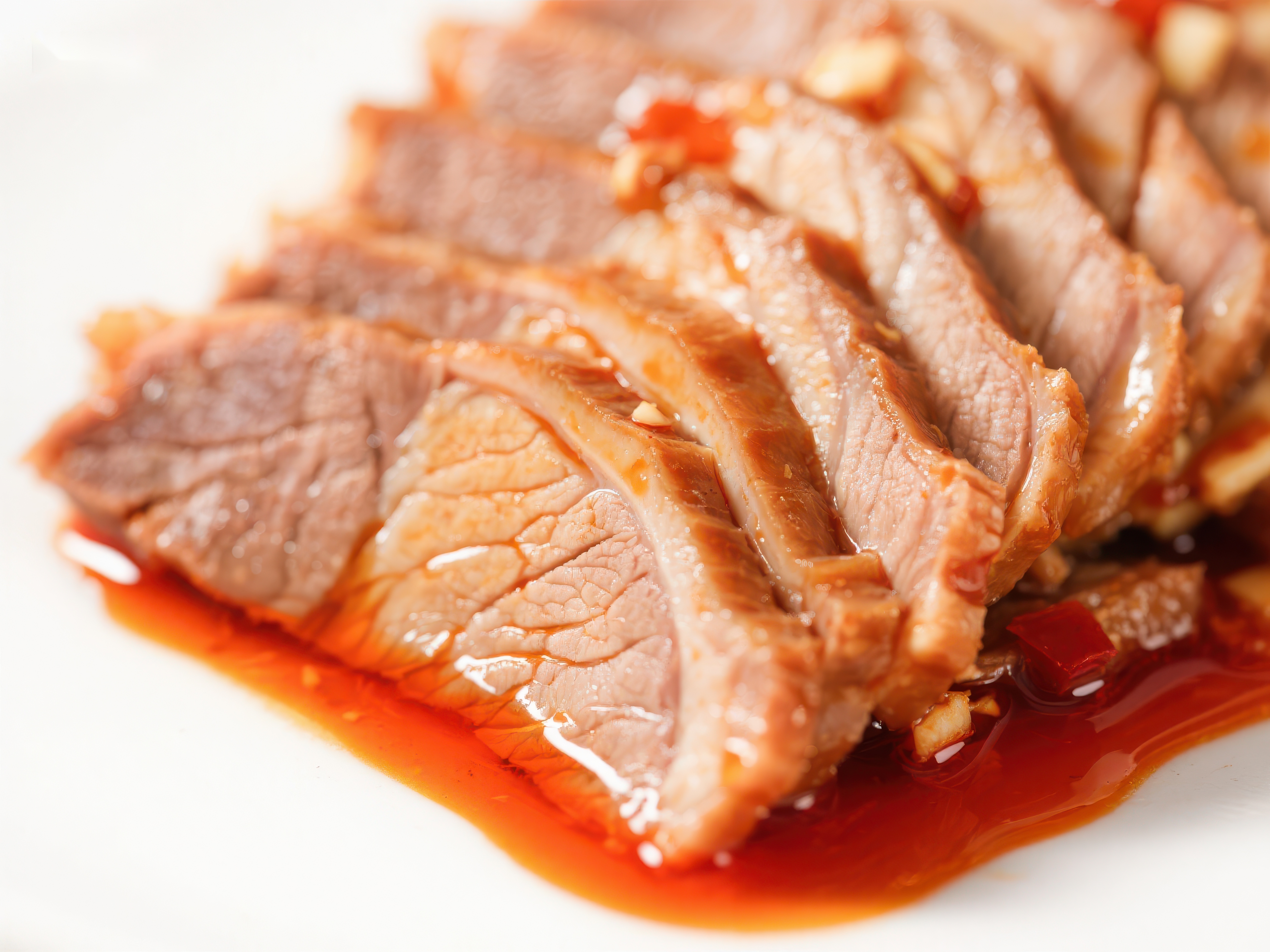 红油浸润的切片肉食素材