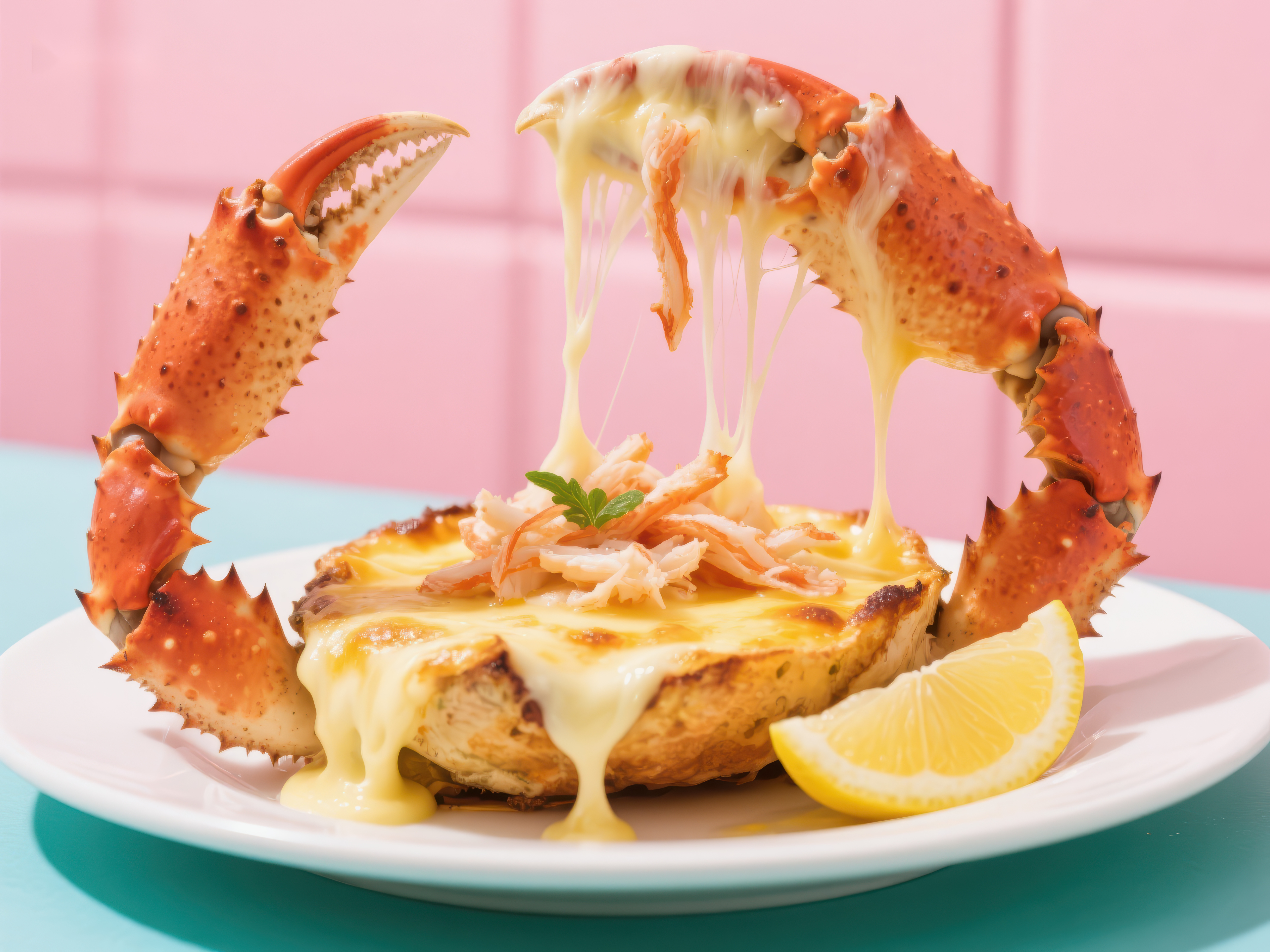 芝士焗蟹腿美食特写素材