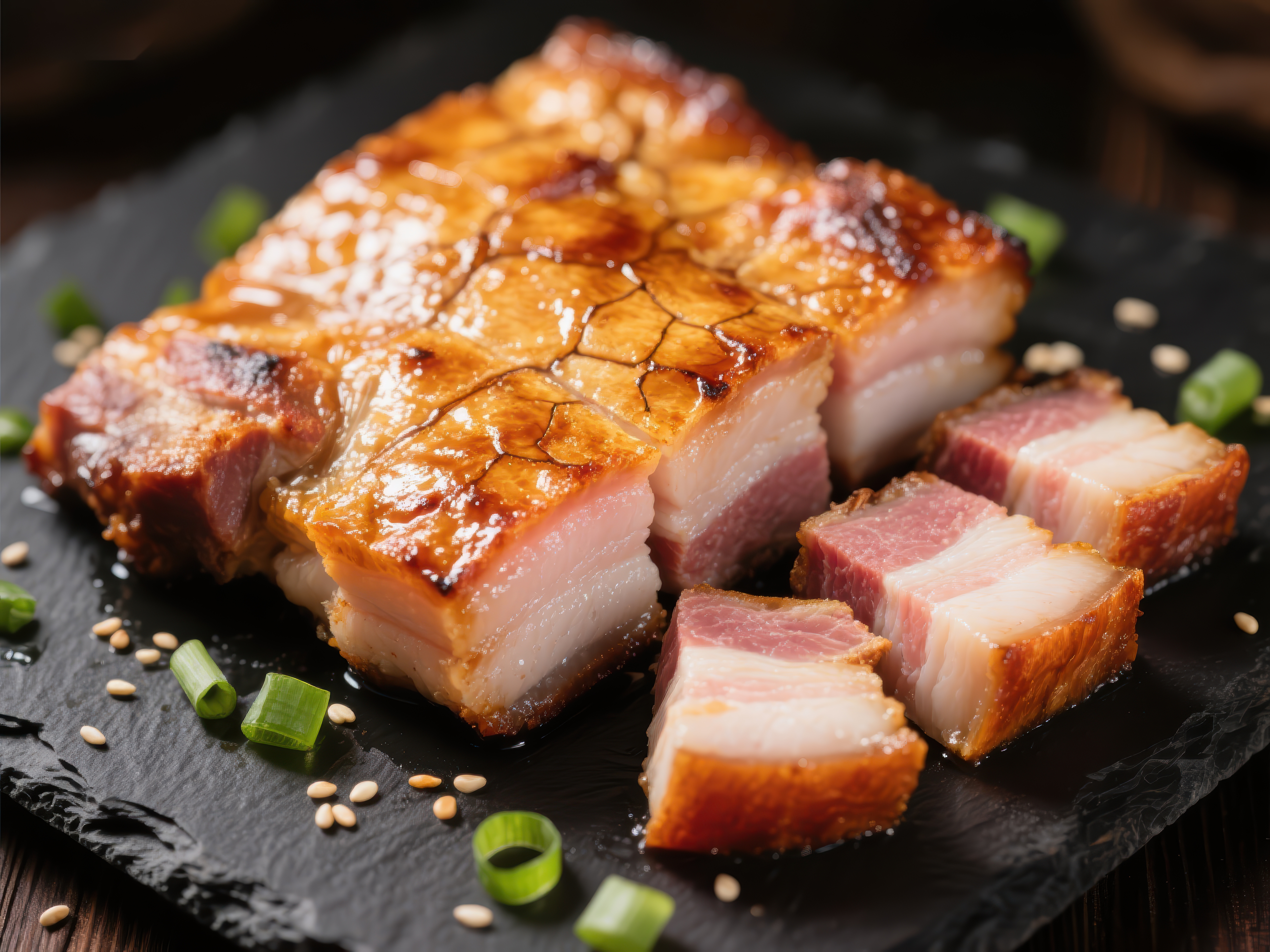 烤五花肉切片色泽诱人素材