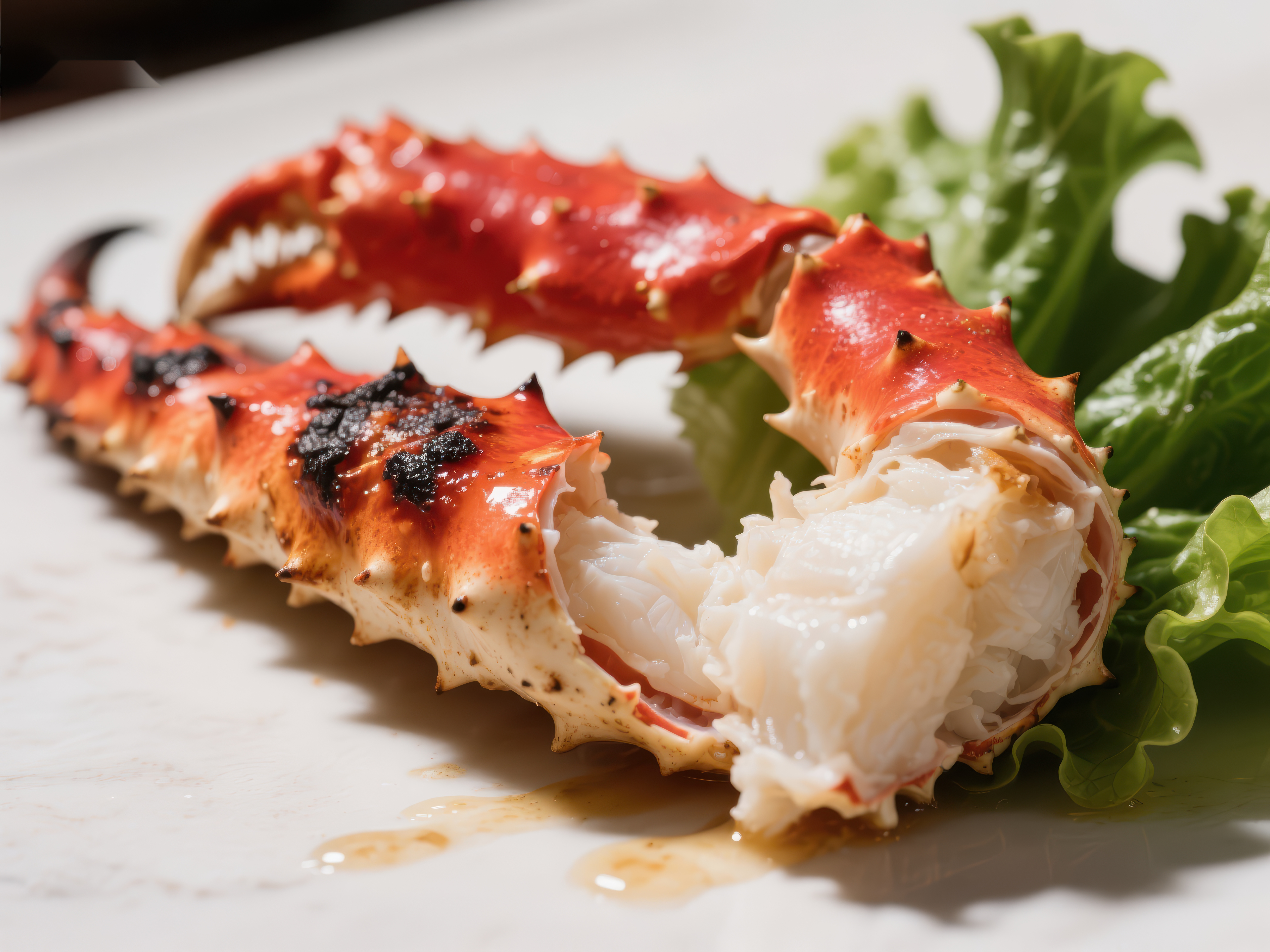 美味帝王蟹腿配生菜素材