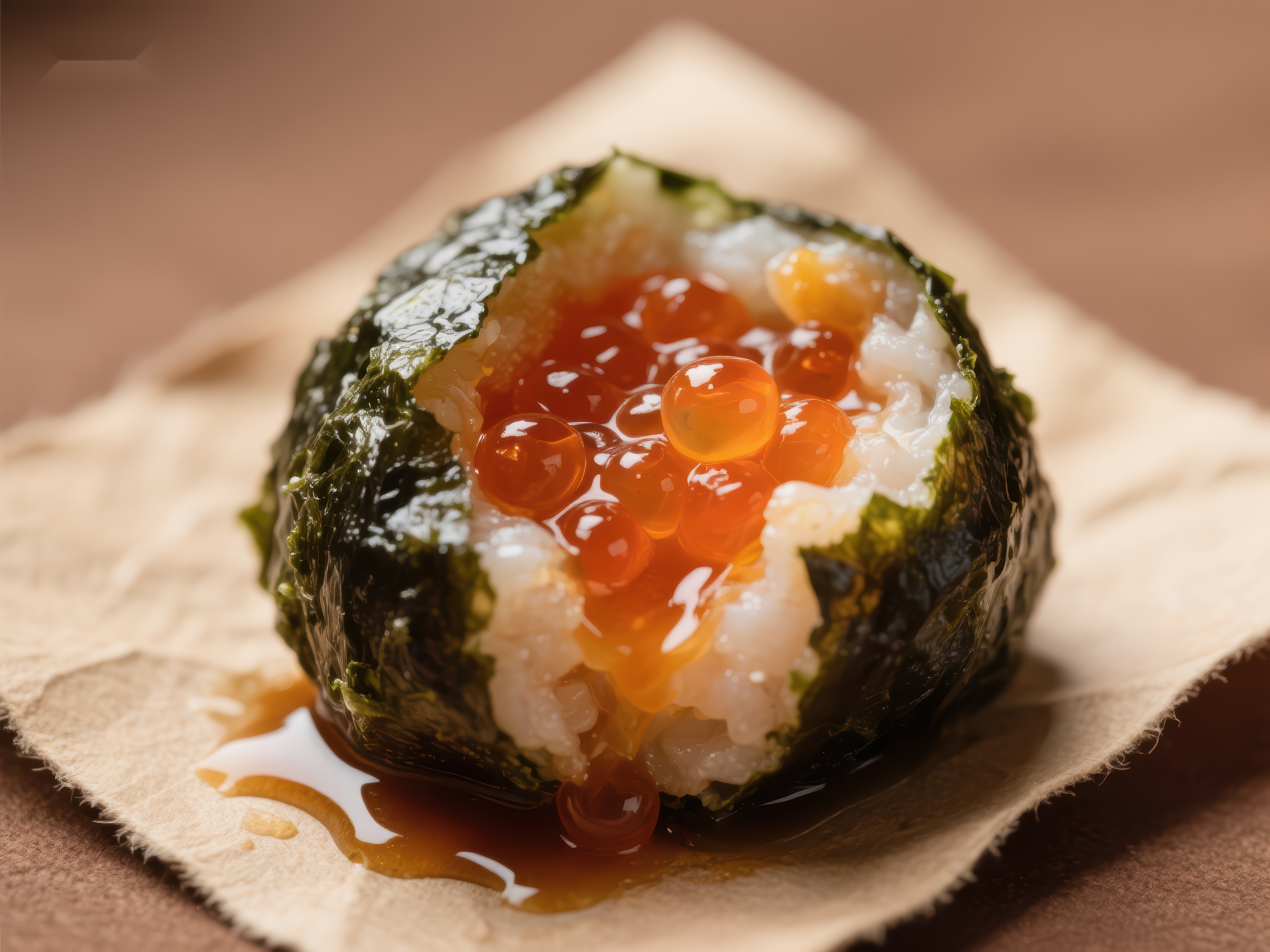 海苔包裹的鱼籽饭团素材