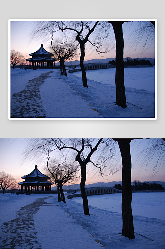 北京颐和园雪景图片