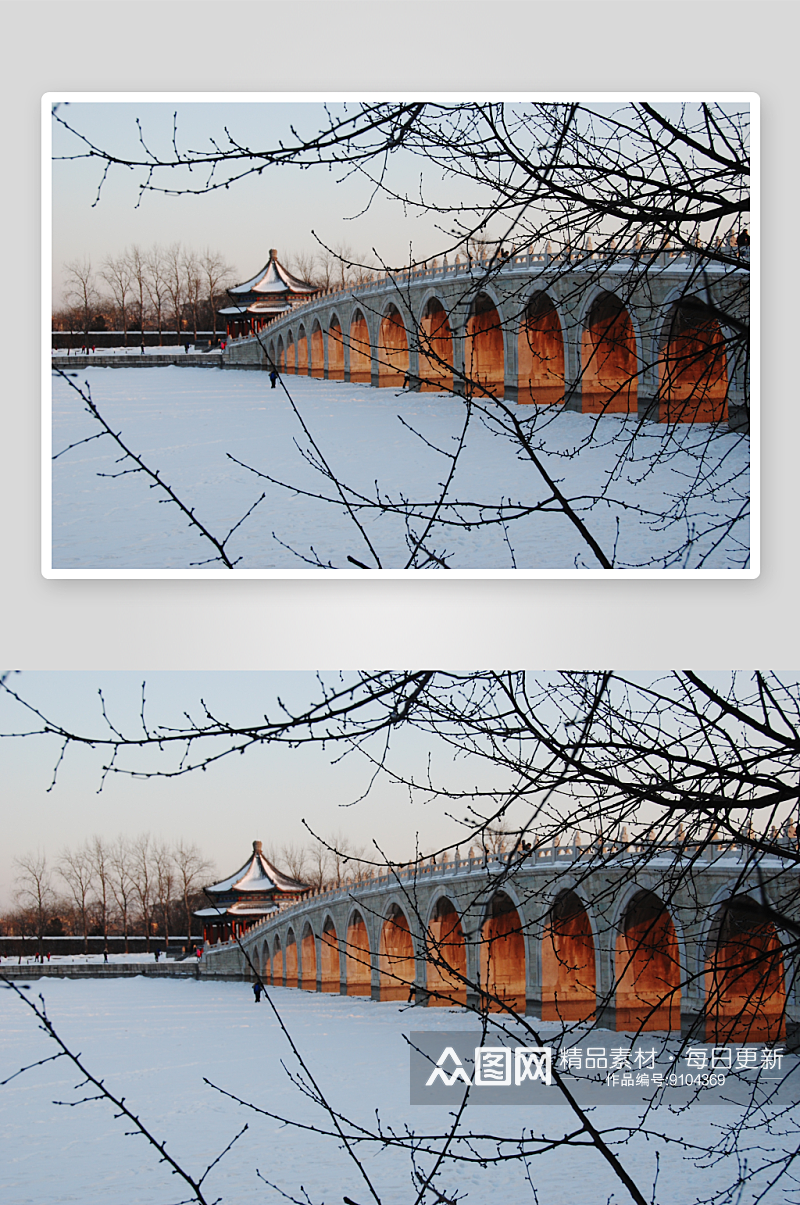 北京颐和园雪景图片素材