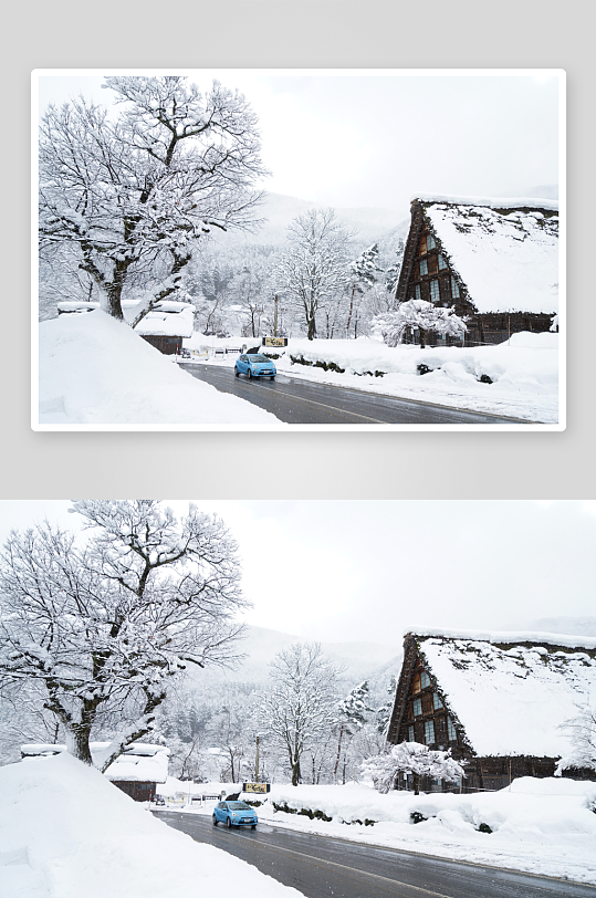 日本白川鄉(xiāng)雪景風(fēng)景圖片