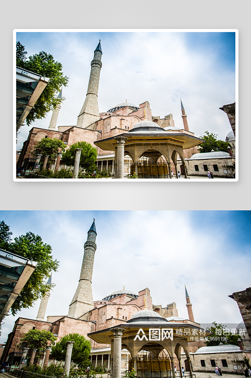 土耳其伊斯坦布尔圣索菲亚教堂建筑风景图片素材