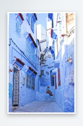 摩洛哥蓝色之城舍夫沙万建筑风景图片