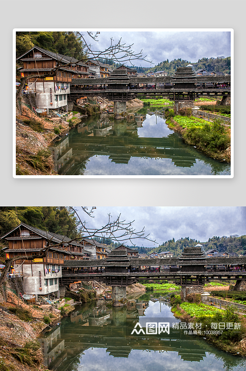 广西三江程阳风雨桥风景图片素材