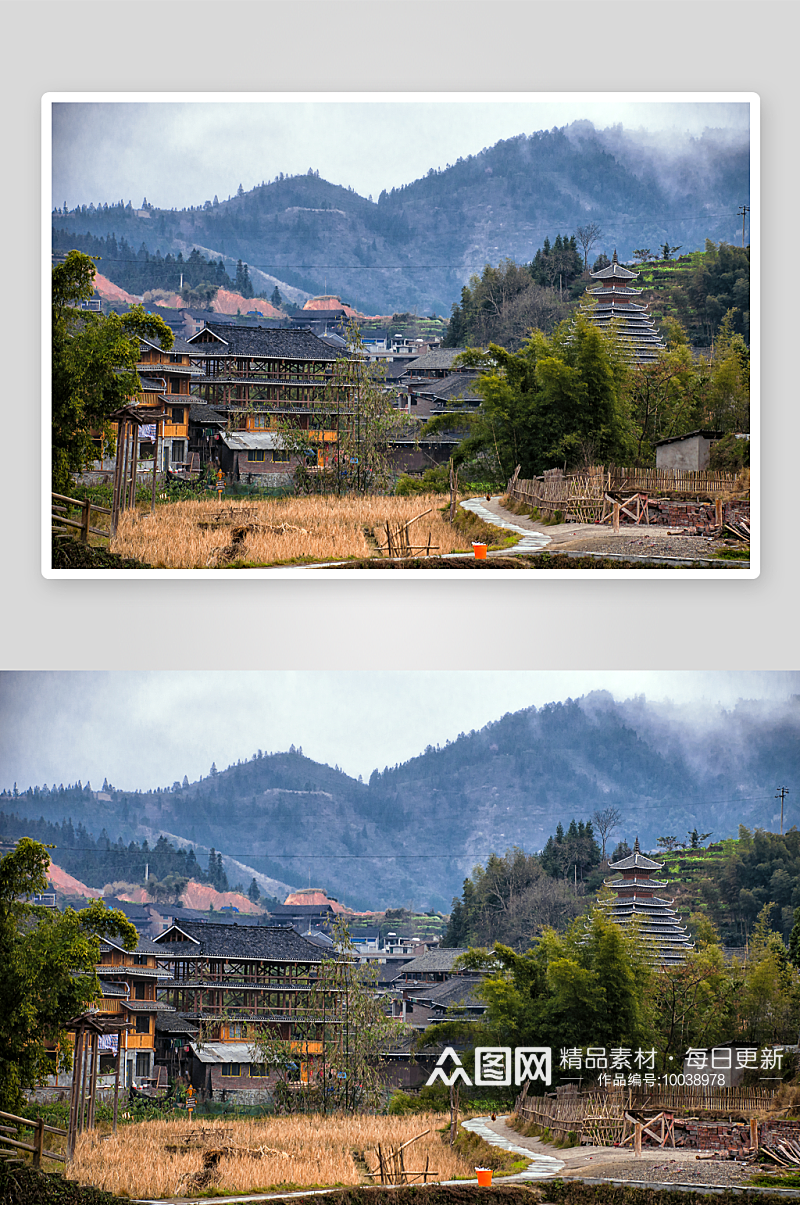 广西三江程阳风雨桥风景图片素材