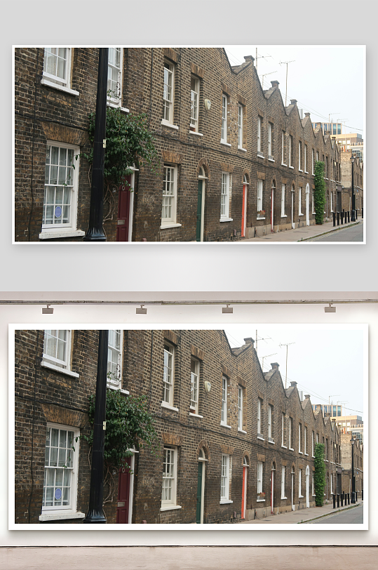 伦敦传统砖砌联排房屋-众图网