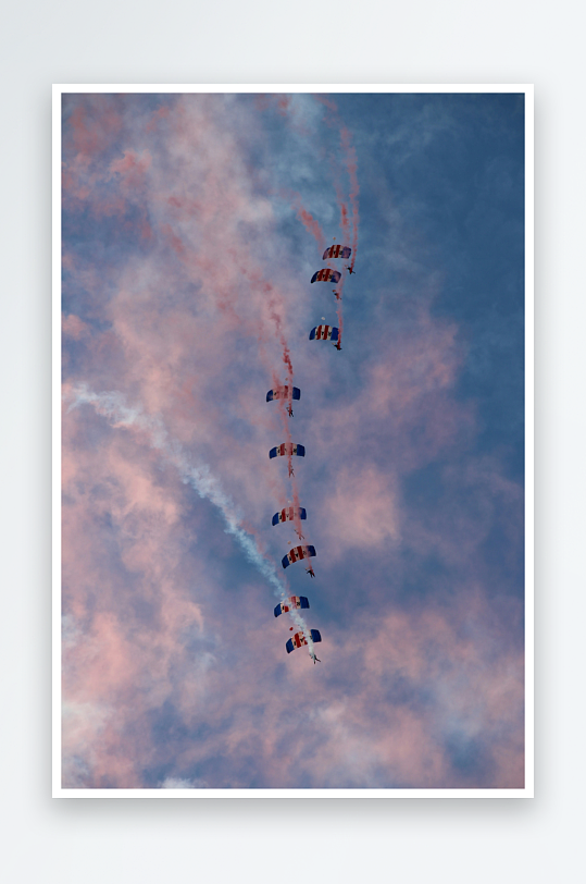 空中伞兵编队飞行表演