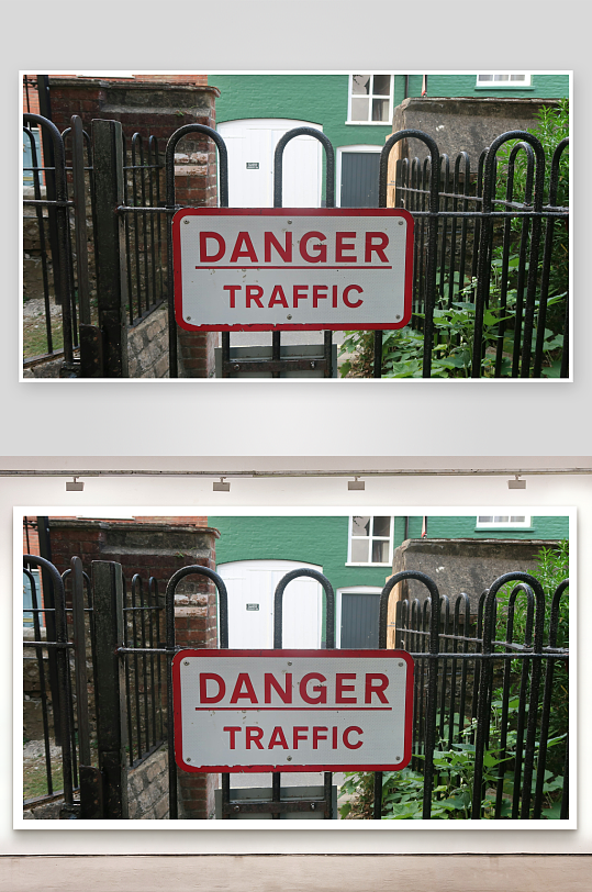 红色警告标志危险交通-众图网