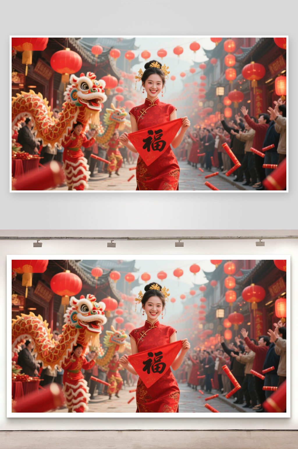 新春佳节舞龙祈福素材