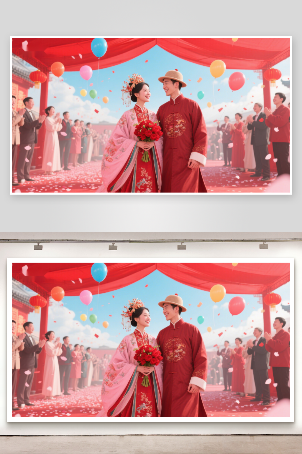 传统婚礼新人喜庆场景素材