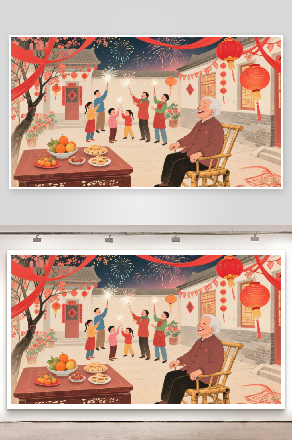 欢庆春节家庭团聚素材