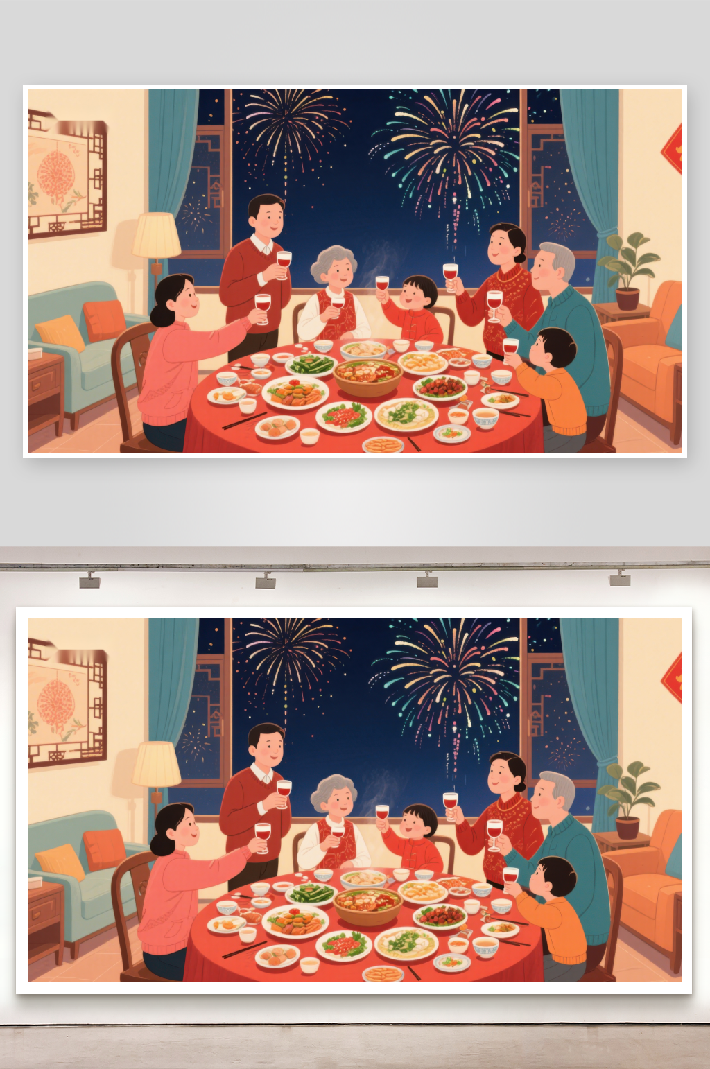 家庭团圆饭庆祝节日素材