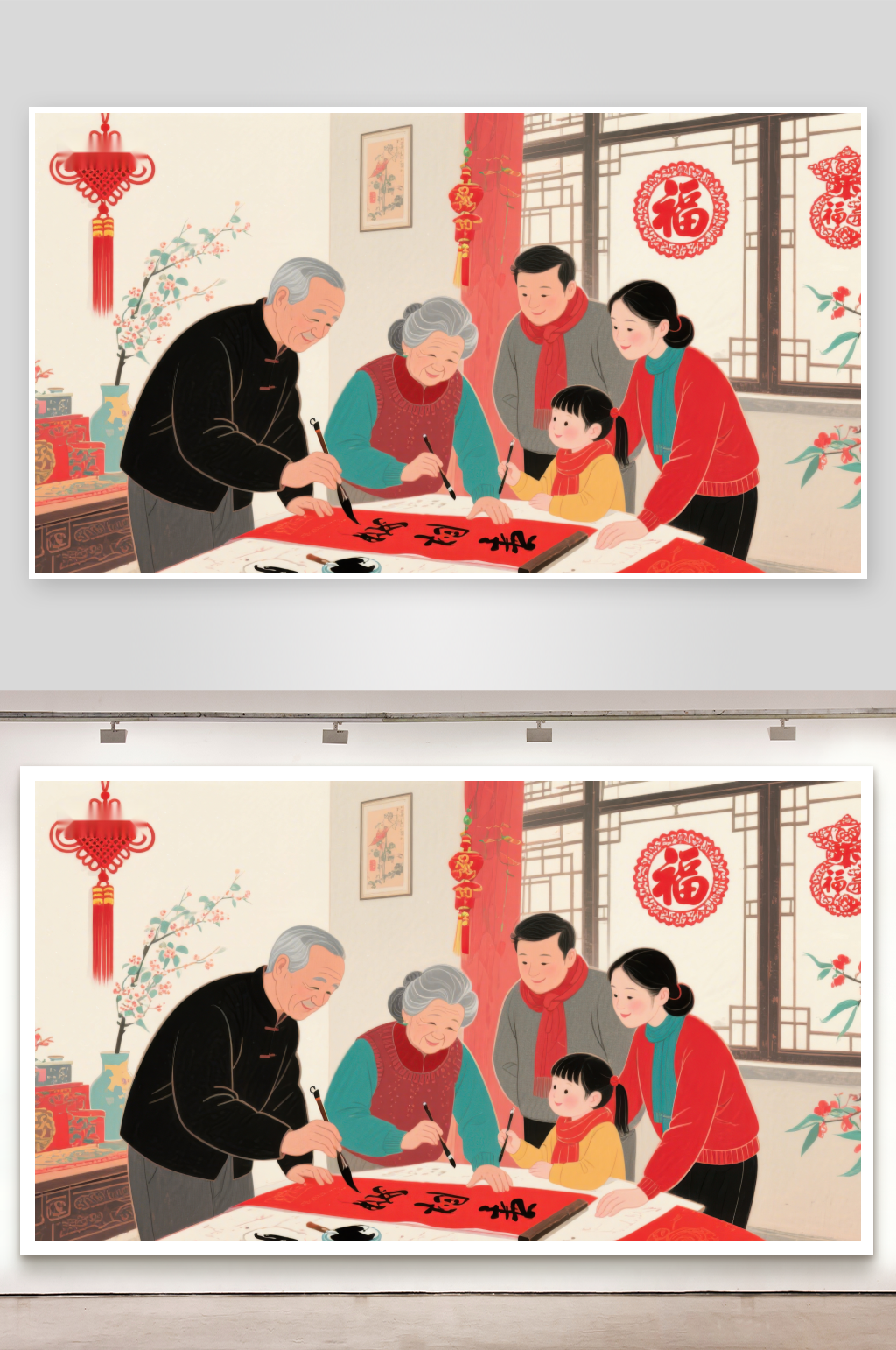 家庭共写春联迎新春素材