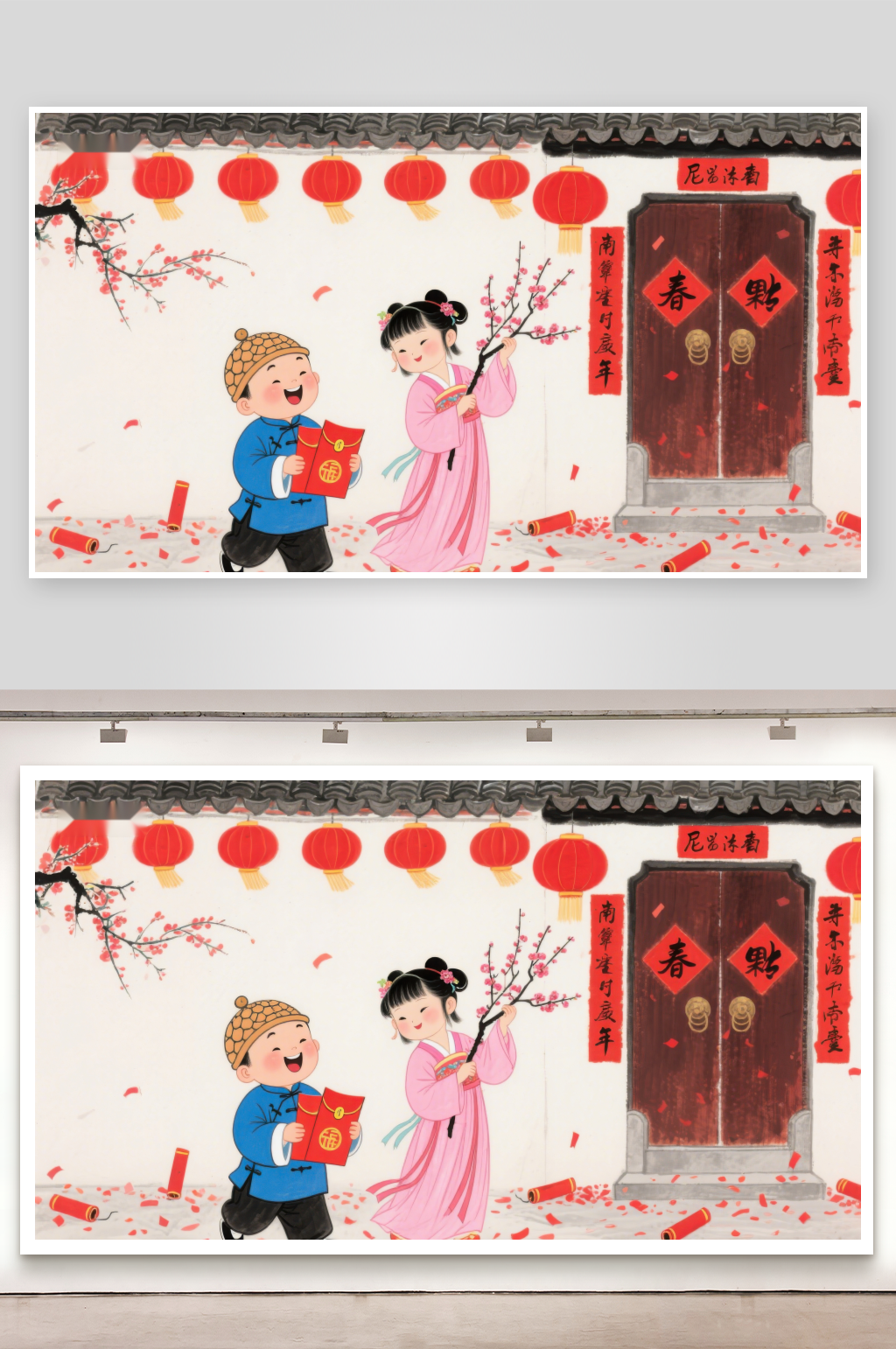 新春佳节孩童欢庆素材