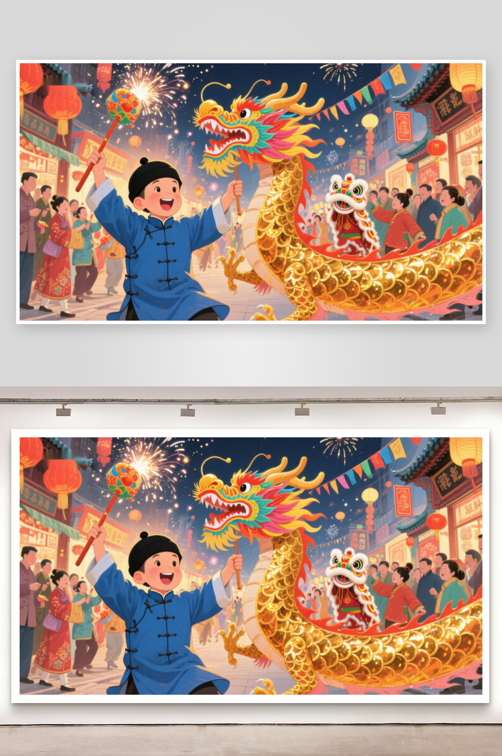 欢庆春节舞龙舞狮迎新春素材
