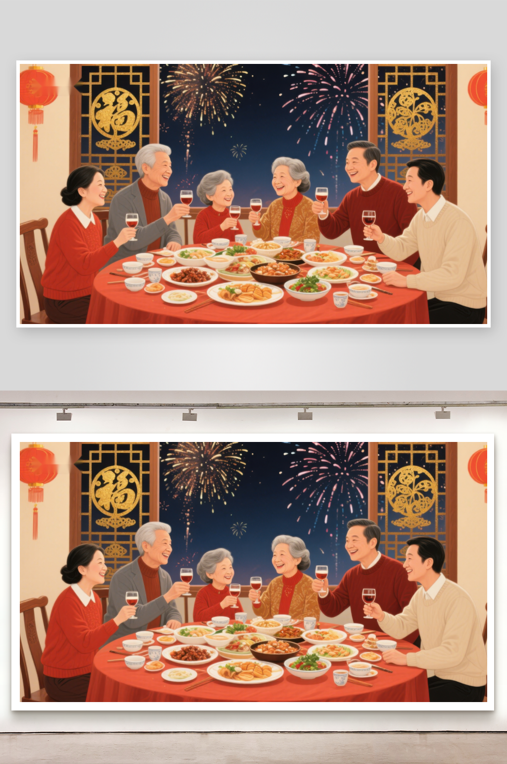 家庭团圆共庆佳节素材