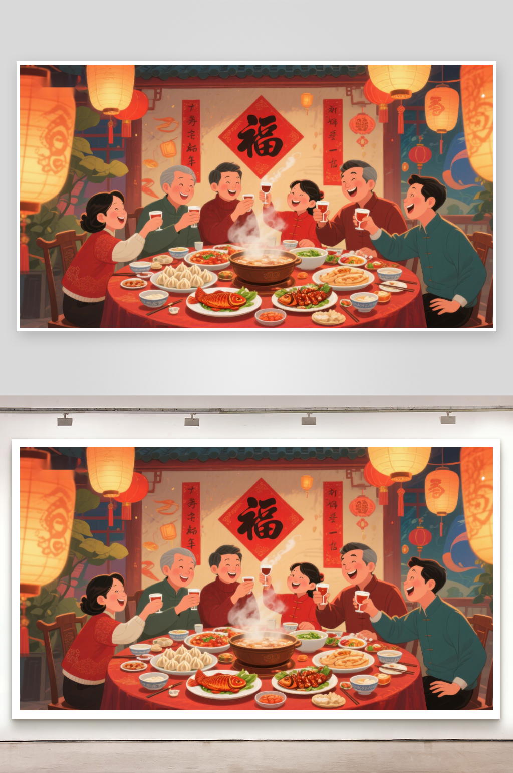 家庭围炉共庆新春佳节素材