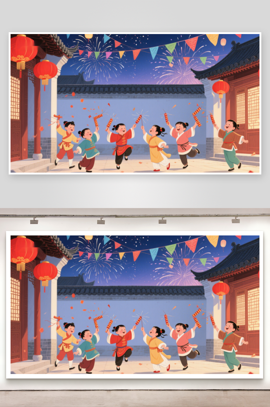 欢庆节日孩童嬉戏素材