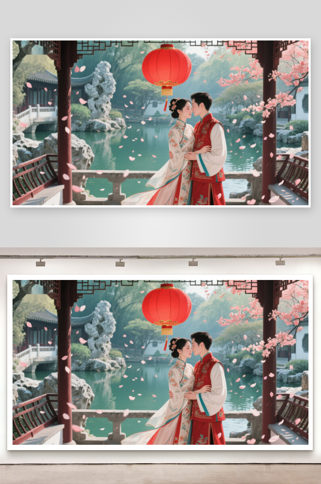 古典园林中的浪漫情侣素材