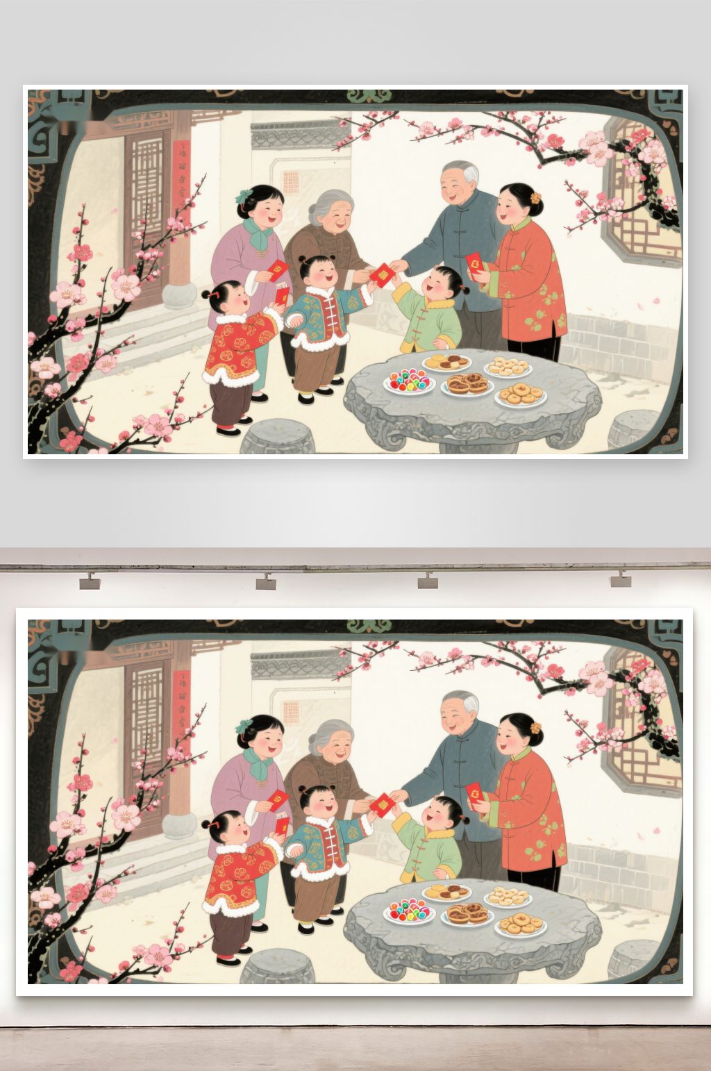 春节家庭团聚长辈赠红包素材