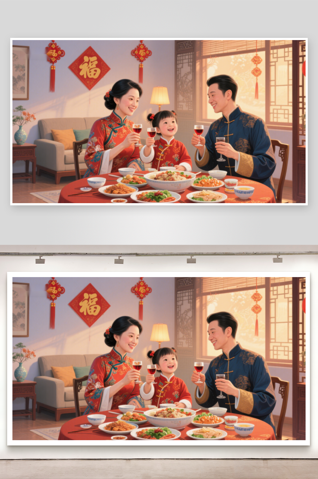 家庭共庆传统节日素材