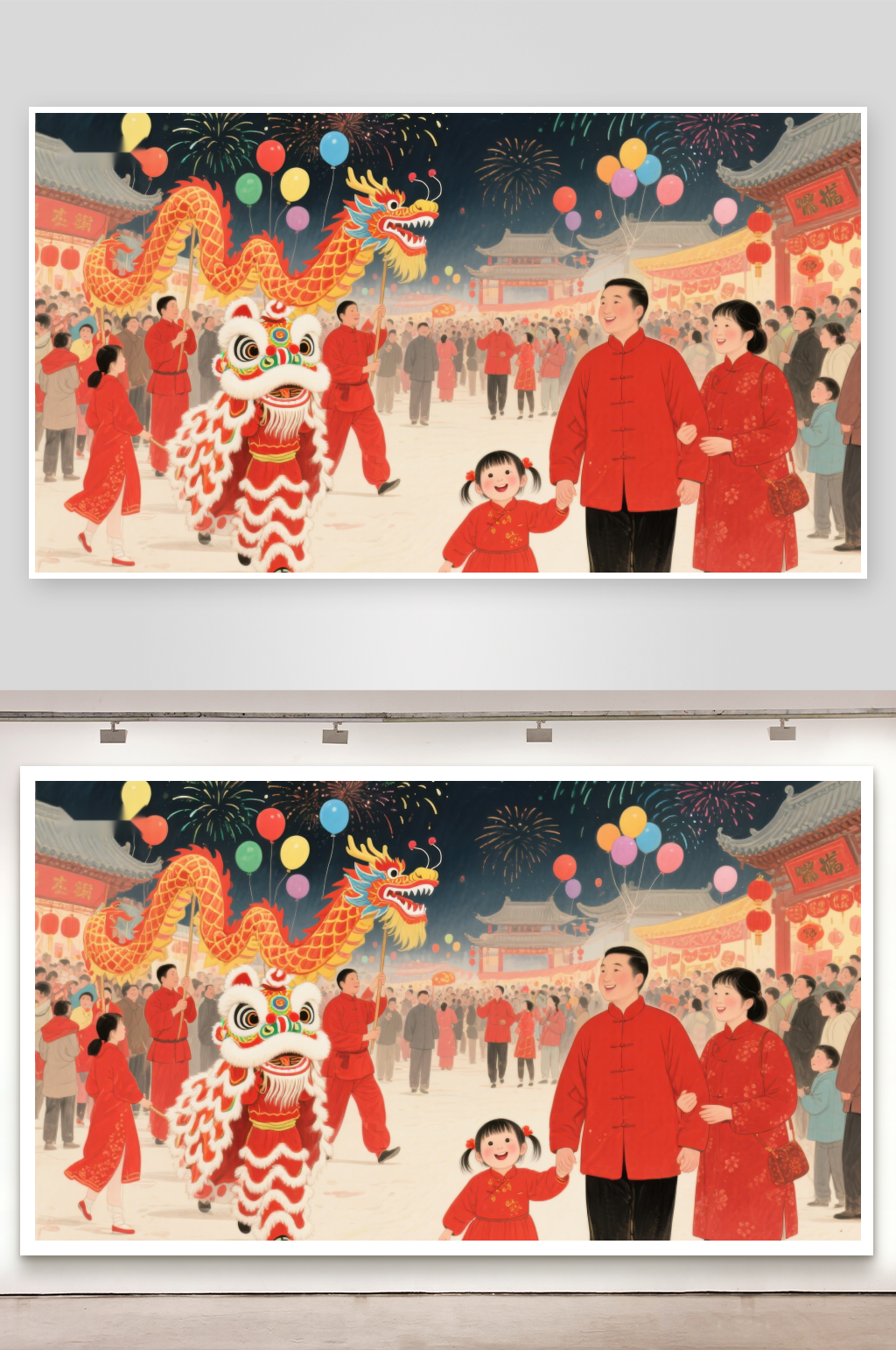 欢庆春节舞龙舞狮迎新春素材