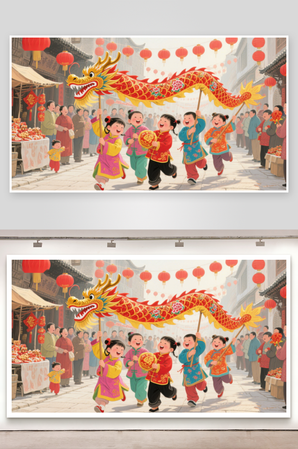 欢庆春节舞龙表演素材