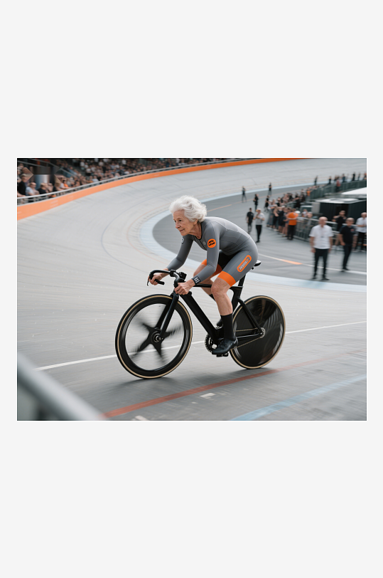 老年女性赛道骑行-众图网