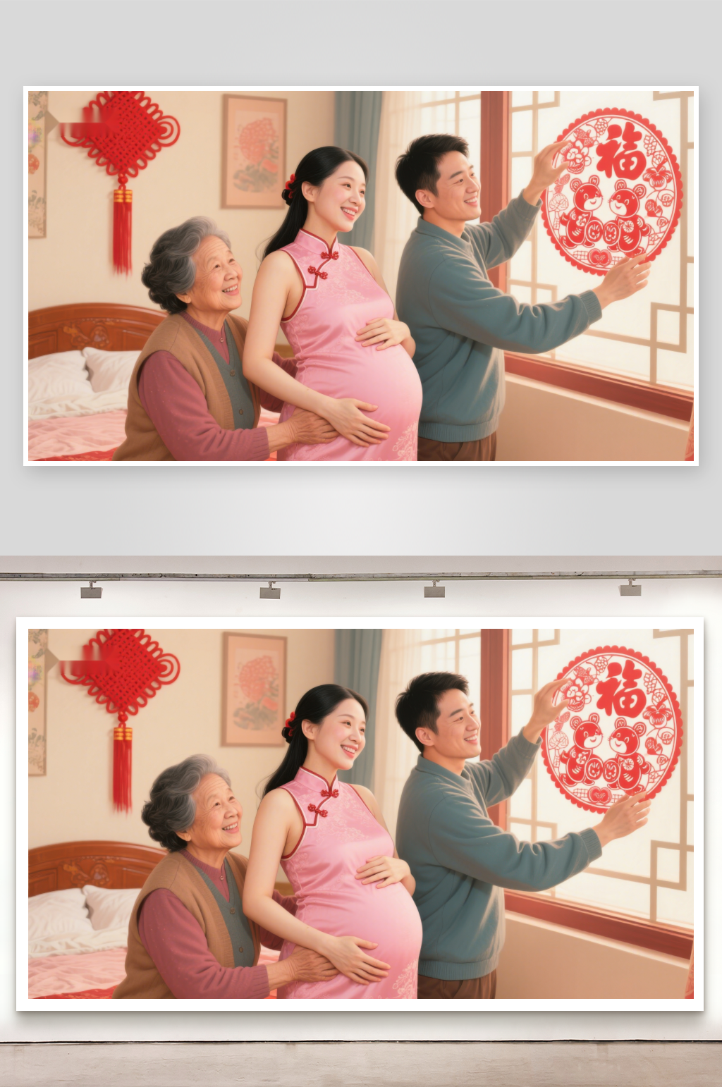 三代同堂共庆新春素材