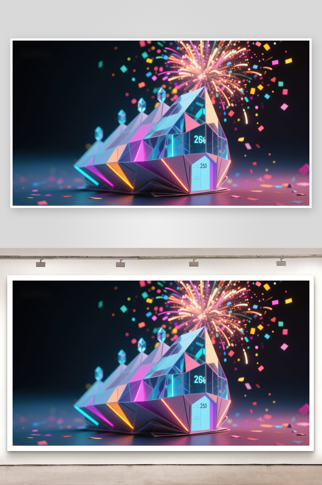 未来科技建筑与烟花庆祝素材