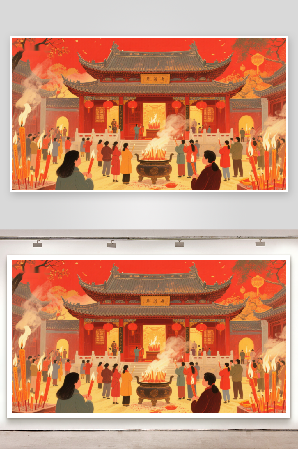 庙宇前的祈福仪式素材