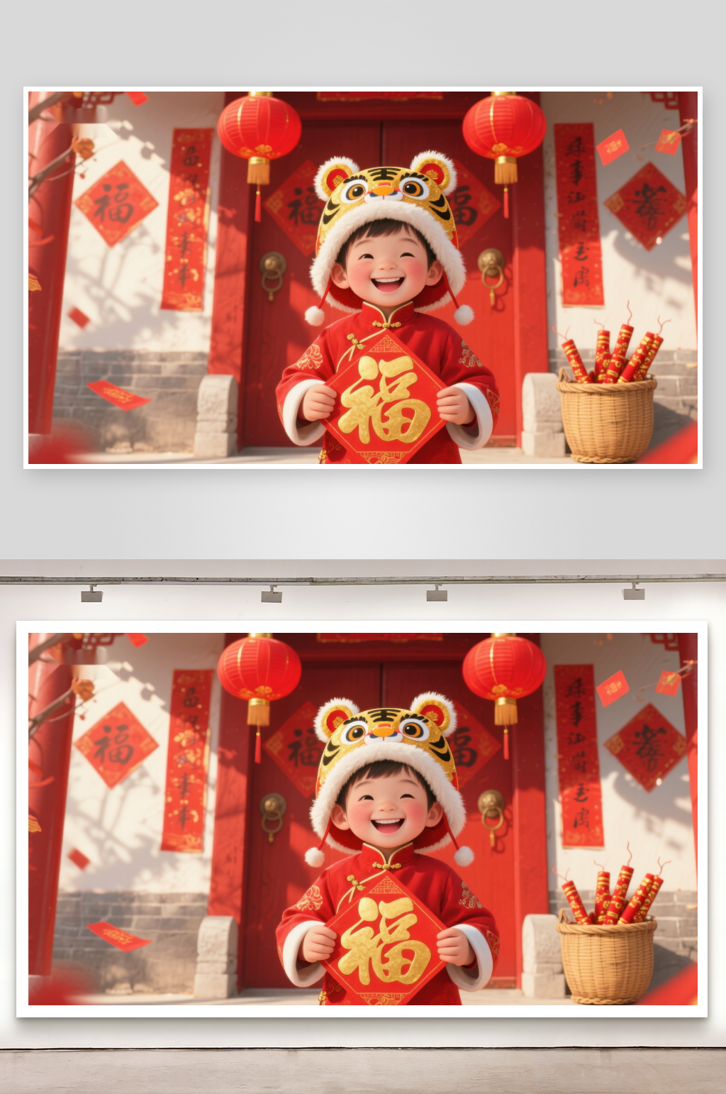 童趣虎年喜迎新春素材