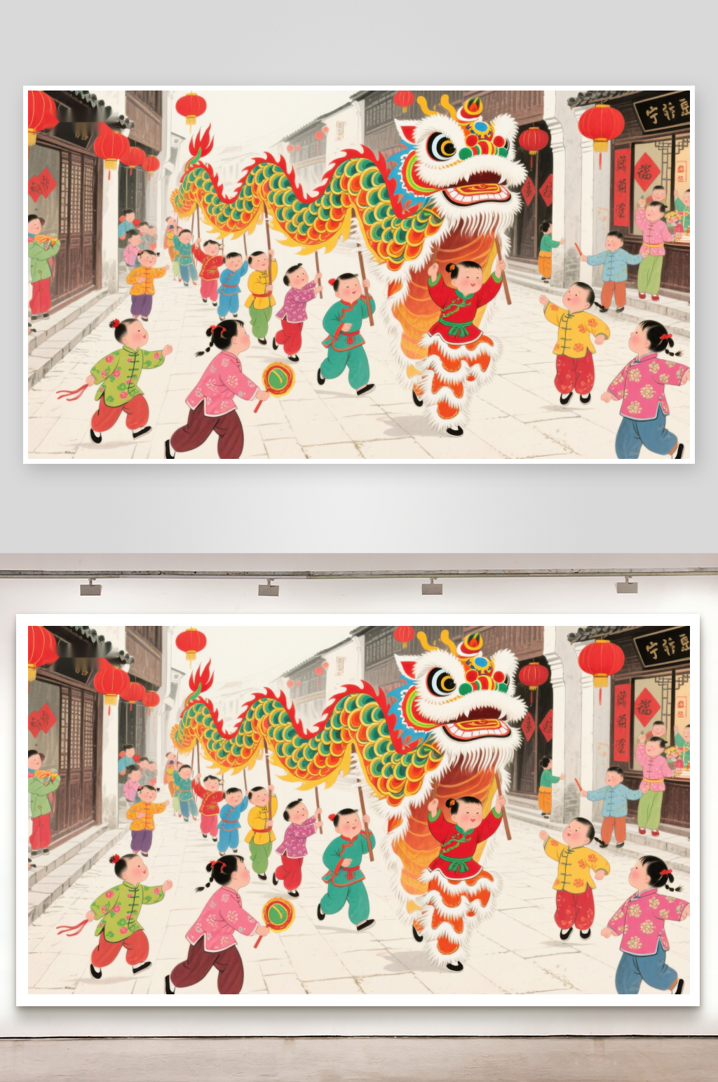 欢庆春节舞龙舞狮素材