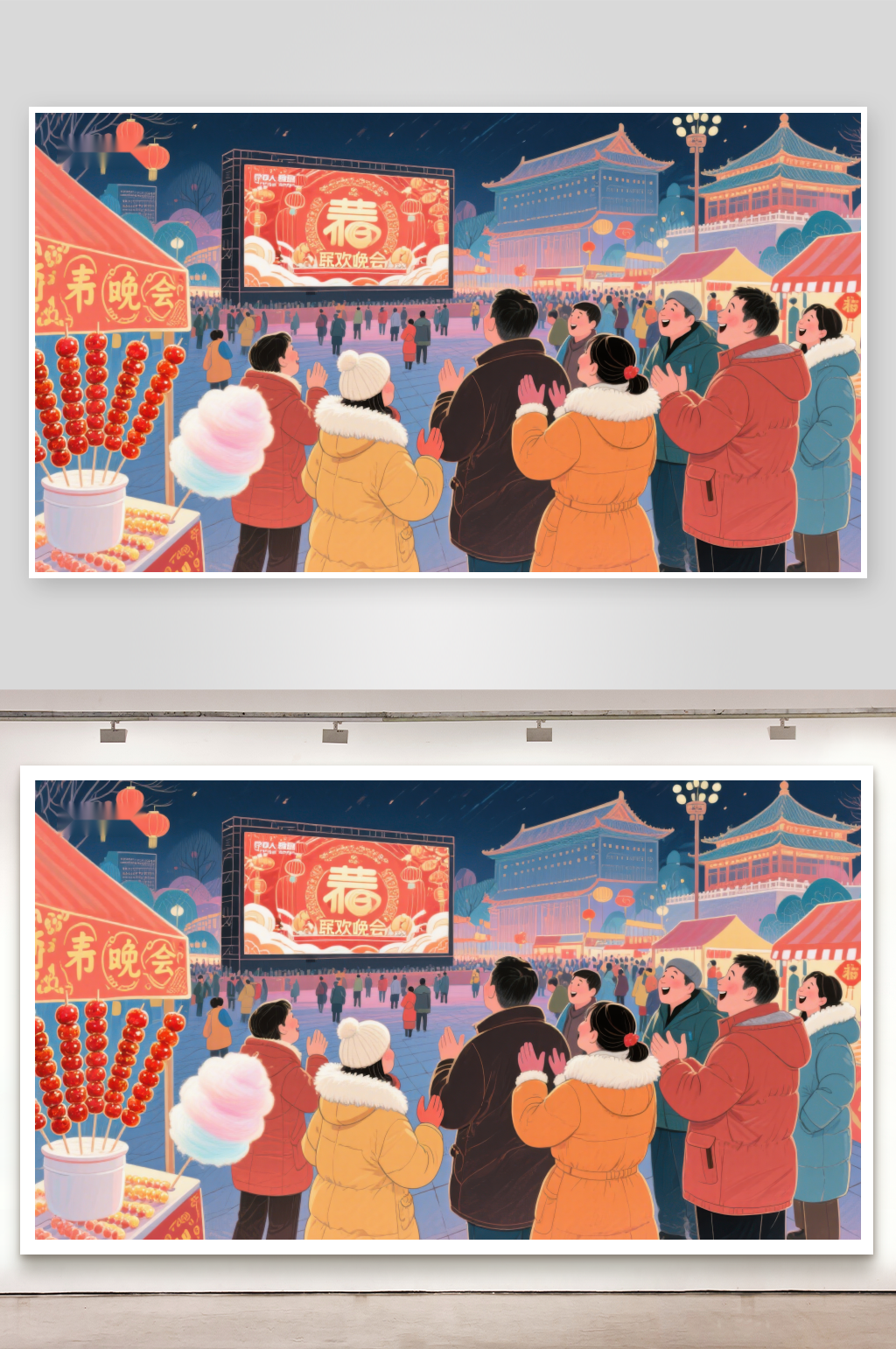 热闹夜市欢庆春节素材