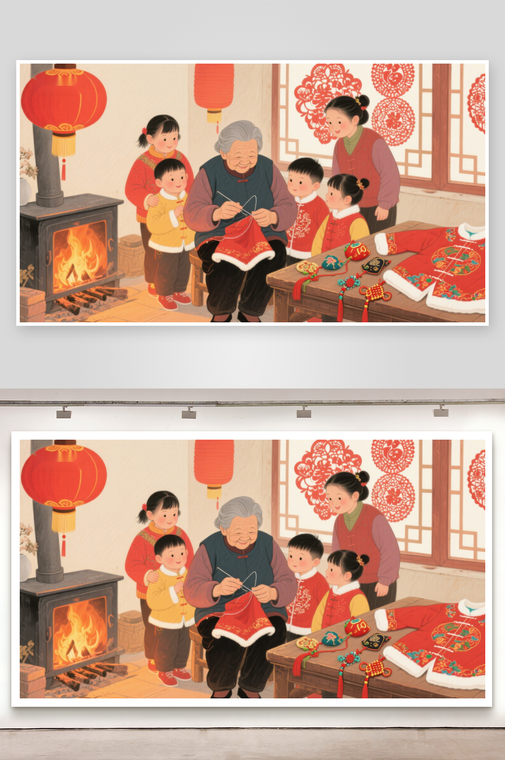 温馨家庭共度传统节日素材