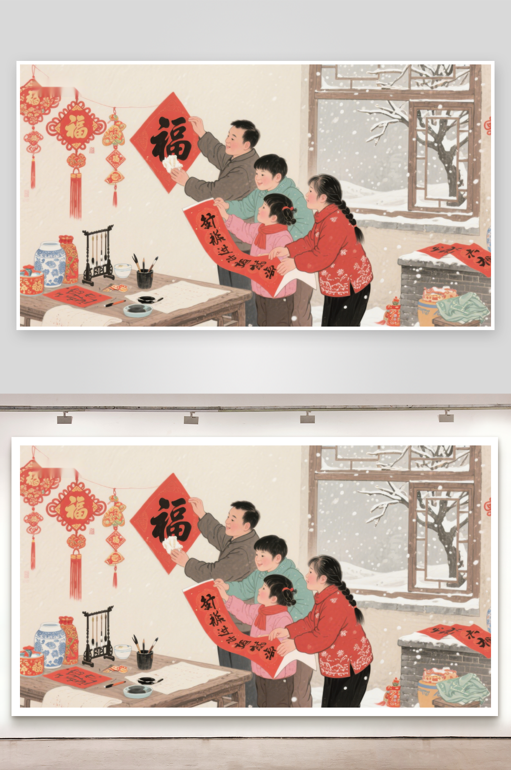 家庭共写春联迎新春素材