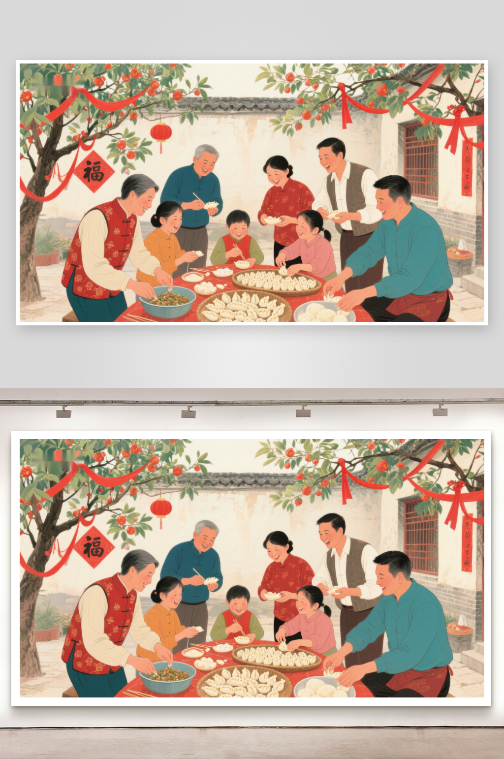 家庭团圆共度佳节素材