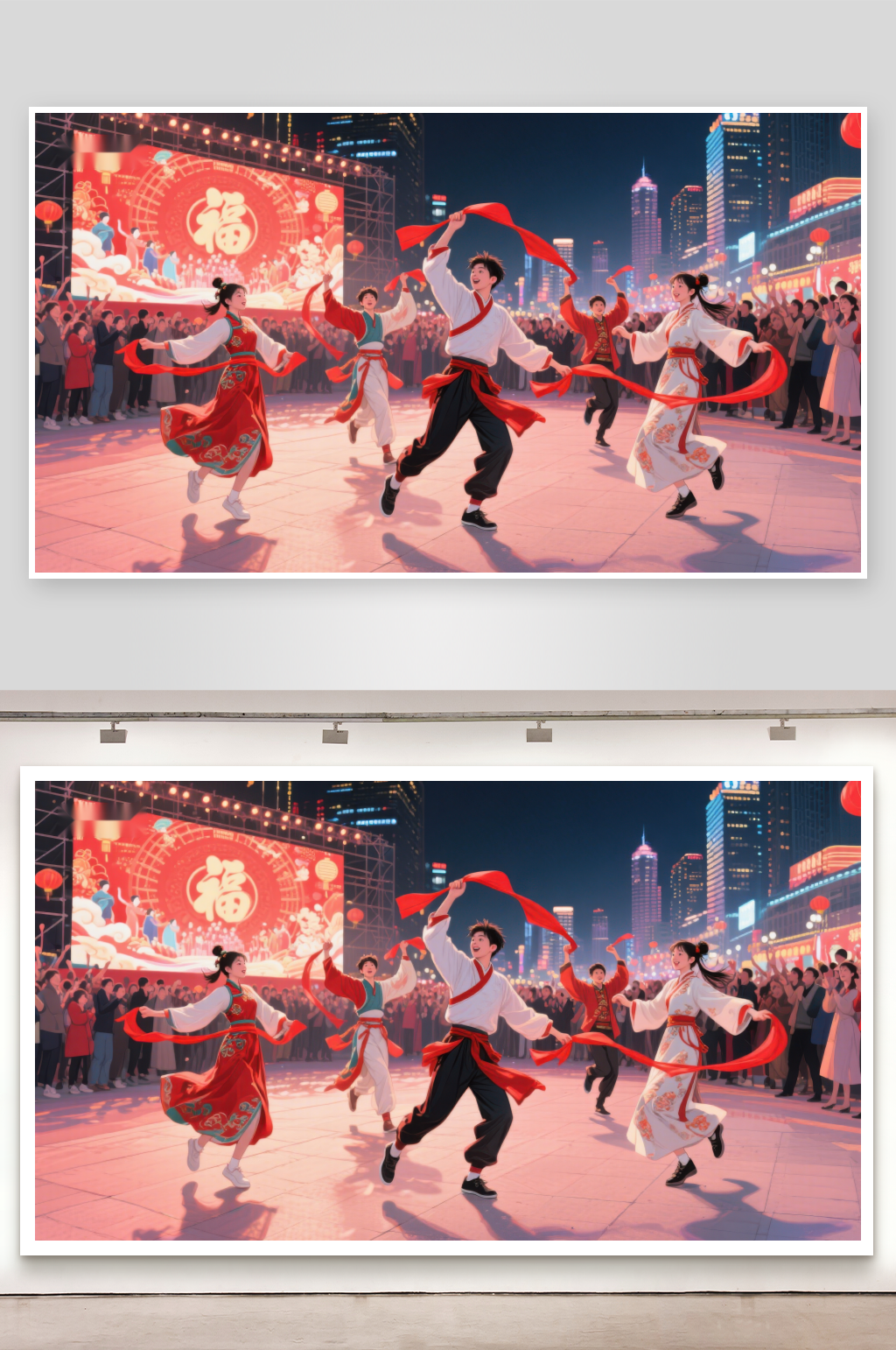 街头传统舞蹈表演素材