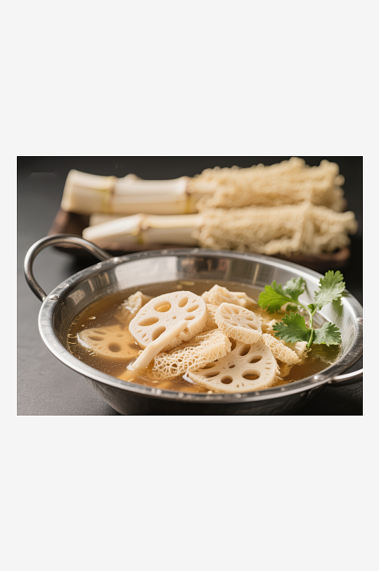 莲藕金针菇汤清新养生美食