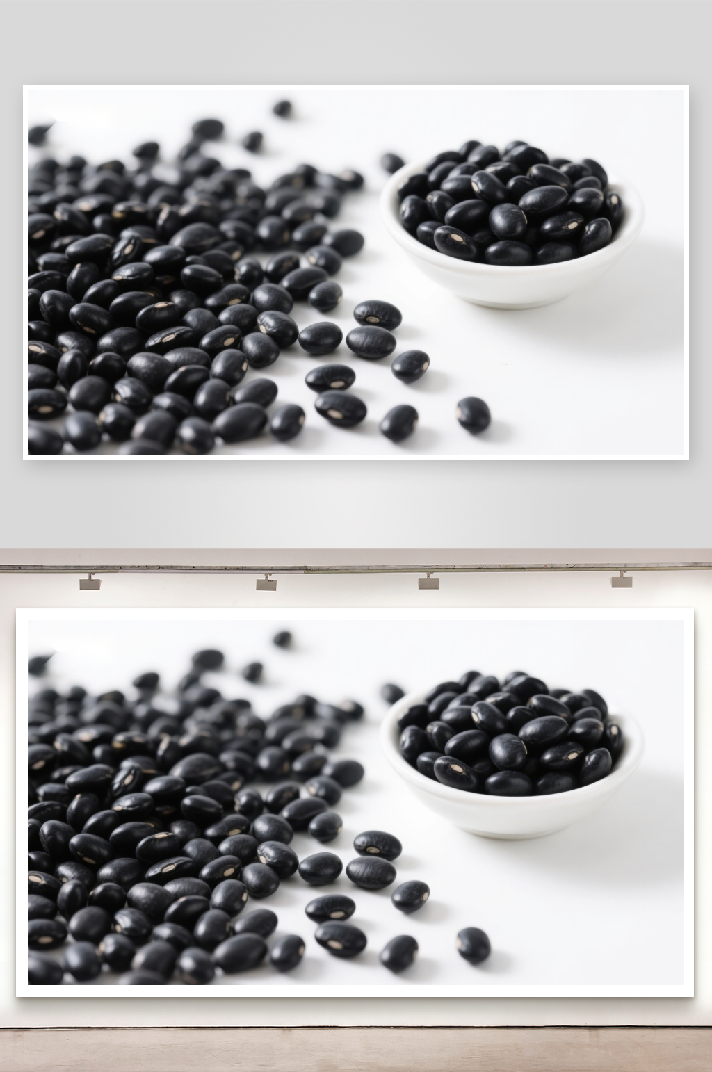 黑豆散落与碗中特写素材