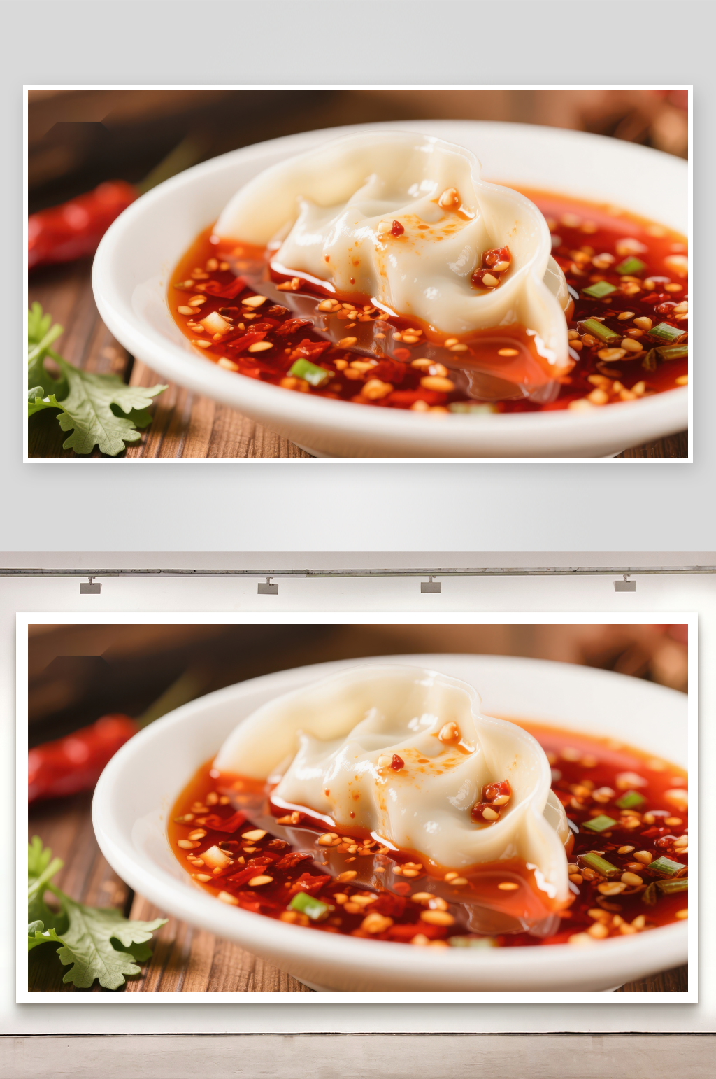 红油辣子馄饨鲜香诱人素材