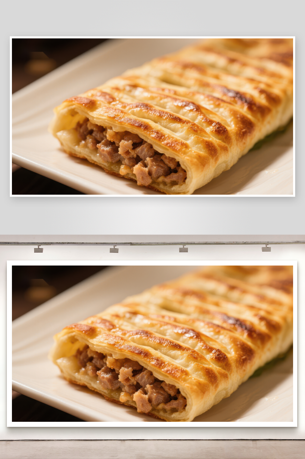 金黄酥皮肉卷美食特写素材