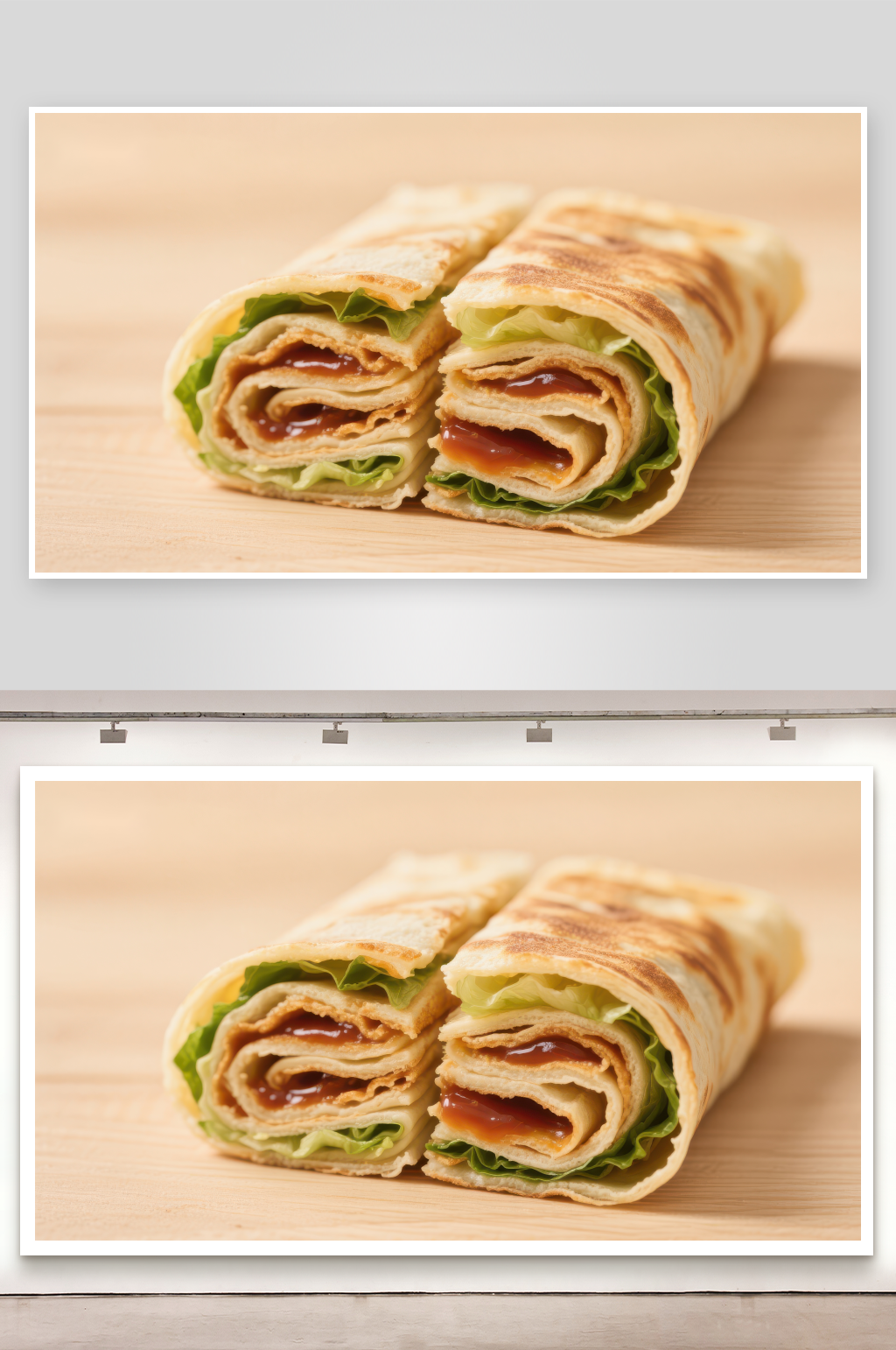 美味煎饼卷蔬菜酱料素材