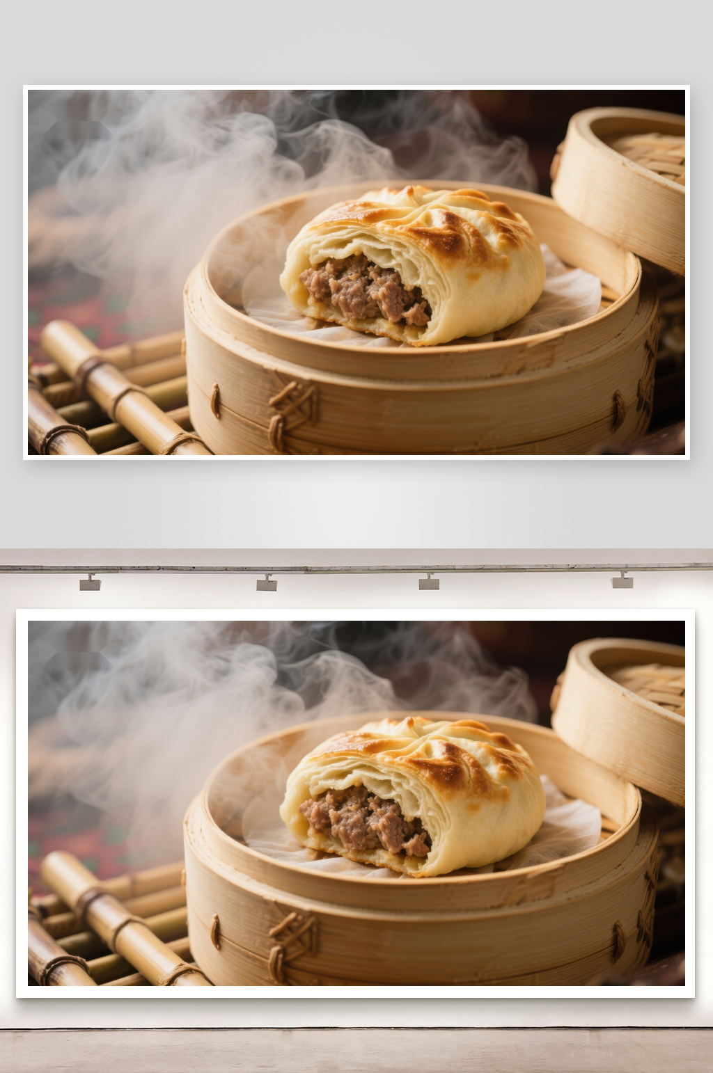 热气腾腾的蒸笼包子素材